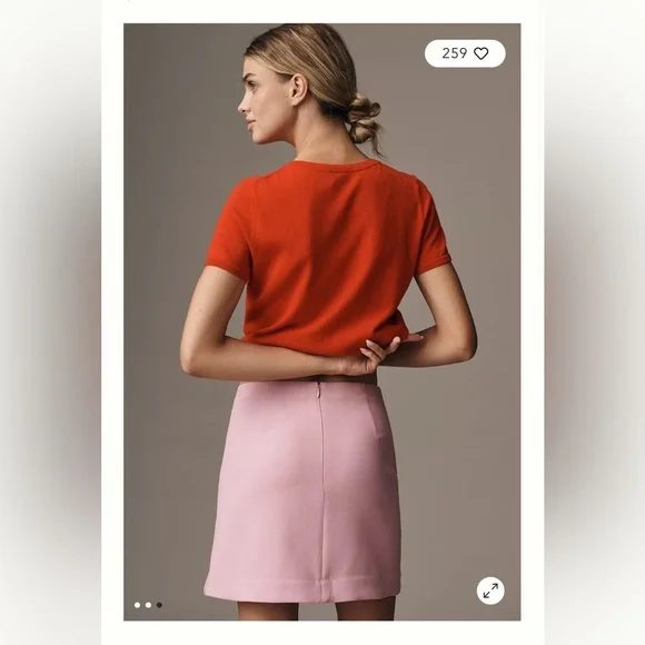 BNWT Maeve Anthropologie Light Pink Linen Style Tailored Mini Skirt - Picture 2 of 5